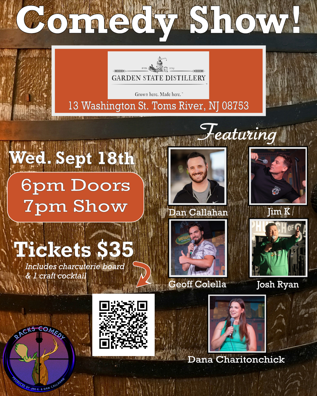 Garden State Distillery Comedy Show - September 18th, 2024